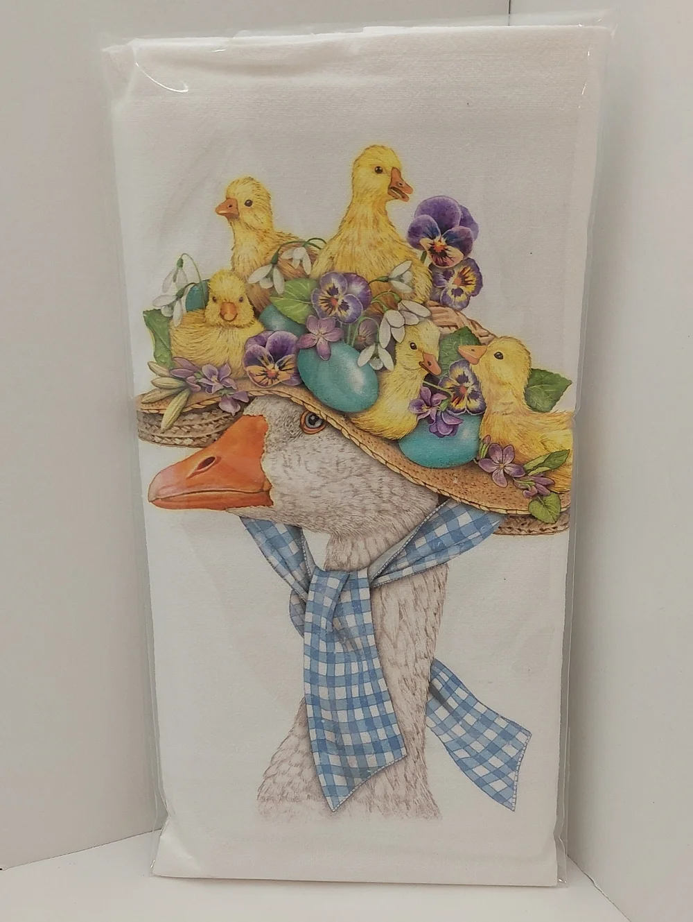 NEW Flour Sack Towel Baking Spring Goose Yellow Chicks Blue Accents Giftable